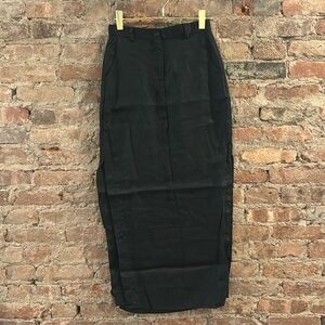 Dissh Black Linen Maxi Skirt with Side Slits